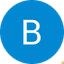 White letter B centered in a bright blue circle on a black background.