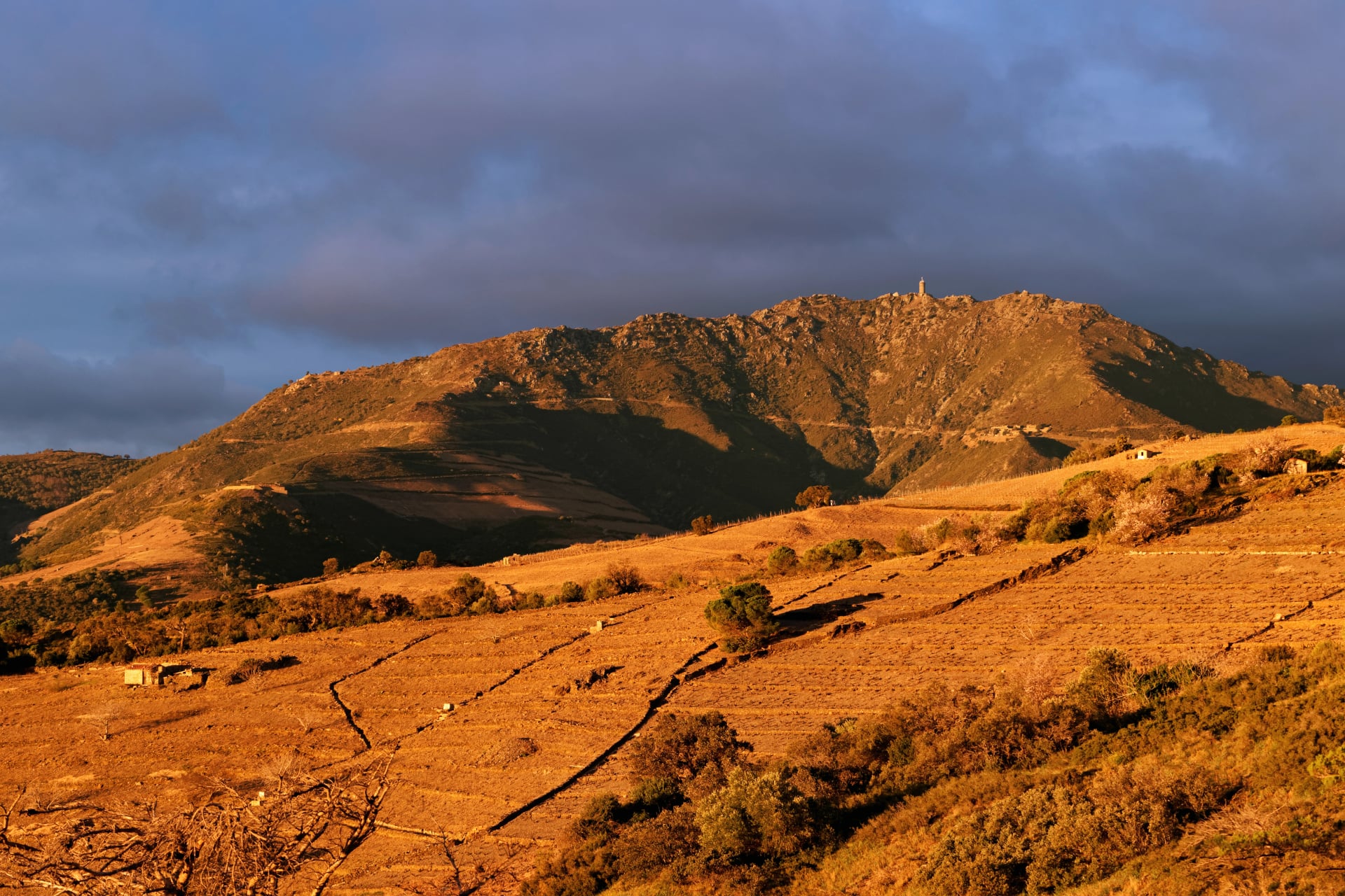Madeloc tower in the eastern pyrenees mountains