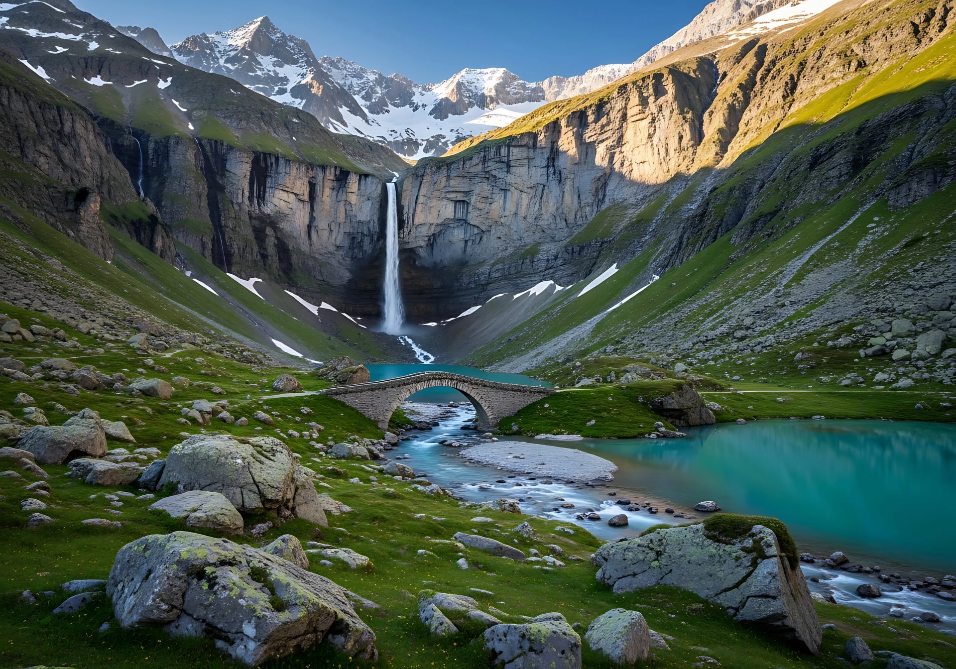 Spectacular Gavarnie Falls - A Majestic Cascade in the French Pyrenees.