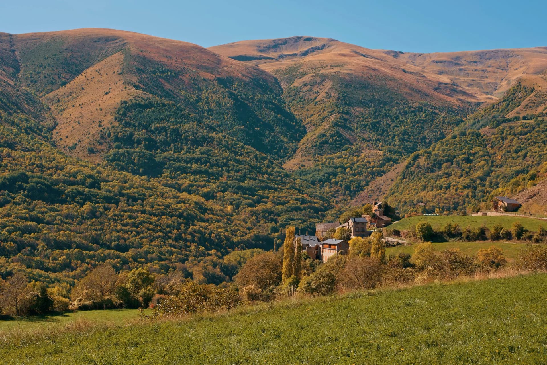 Aiguestortes Park in north of Lleida. Gerber lake and waterfall, Espot, Esterri d'ansu and Sort Town in Catalonia