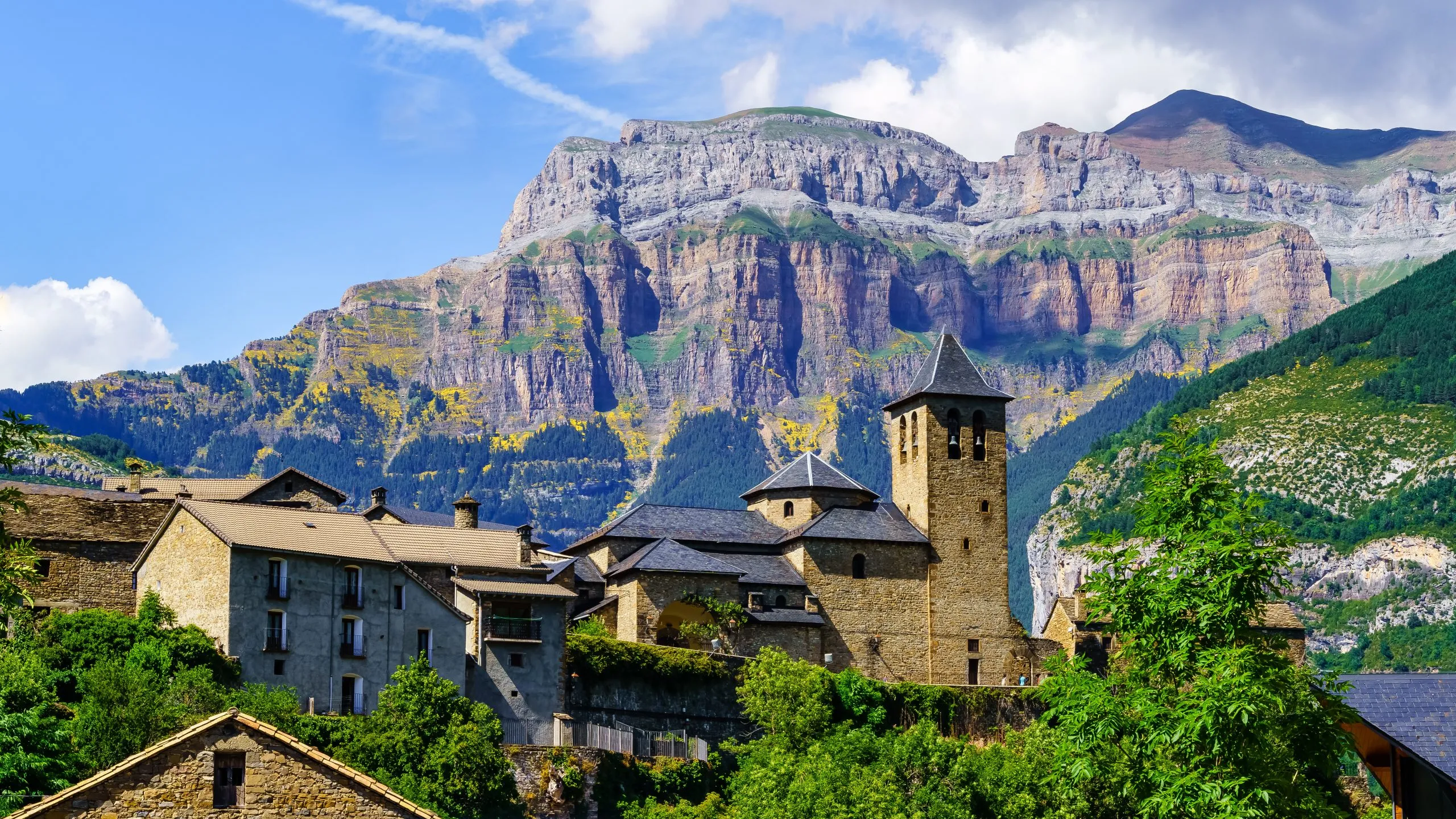 Mountain village in the Ordesa Valley of the Spanish Pyrenees, called Torla.